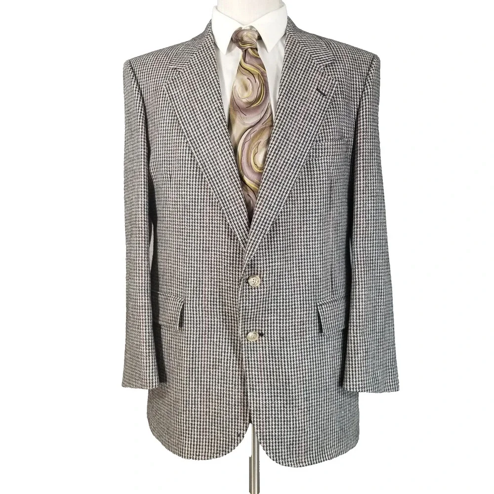 Evan Picone Jacket Sports Coat Mens 44L Brown Tweed‎ Wool Vintage USA